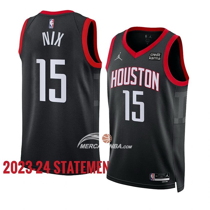 Maglia Houston Rockets Daishen Nix NO 15 Statement 2023-24 Nero